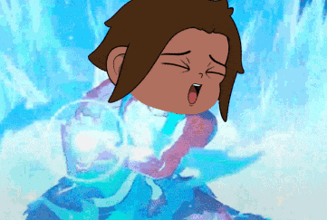 a cartoon drawing of a boy with his eyes closed