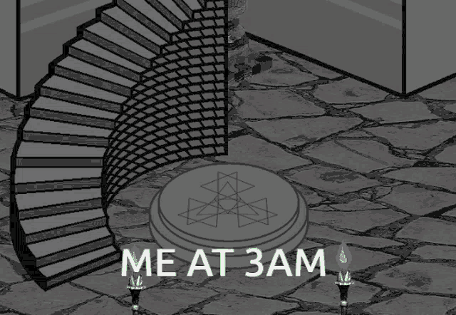 a black and white drawing of a person with a green arrow and the words meat 3am
