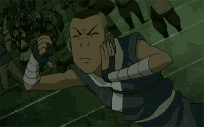 a cartoon character is tied up with a rope and making a face .