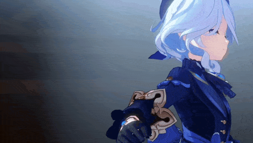 a girl with blue hair is wearing a blue dress