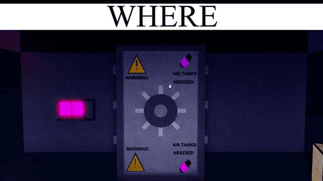 a screen shows where air tanks are needed and a warning sign
