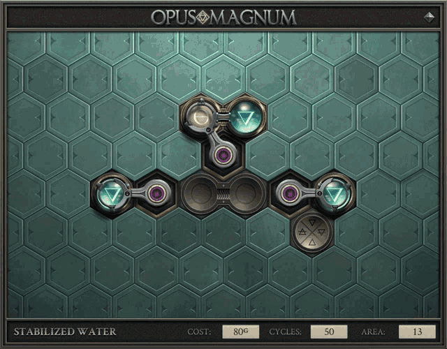 a computer screen shows a game called opus magnum being played