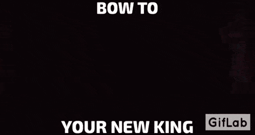 a picture of a gorilla with the words " bow to your new king " on it