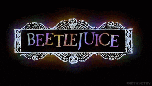 a poster for the movie beetlejuice with a skull on it