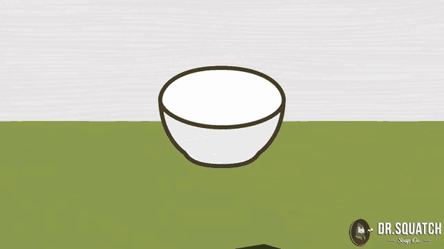 a cartoon drawing of a bowl and a box with dr.squatch soup co. in the corner