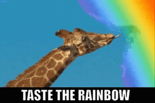 Taste The Rainbow Giraffe GIF - Taste The Rainbow Giraffe Skittles GIFs
