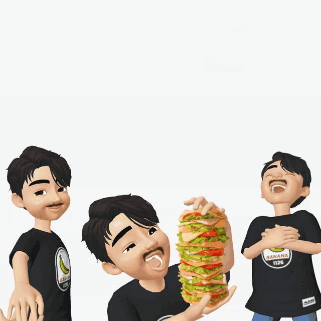 a cartoon of a man eating a sandwich with the words " i love you aj " above him