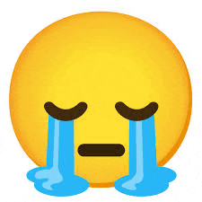 a crying smiley face with tears coming out of it 's eyes .