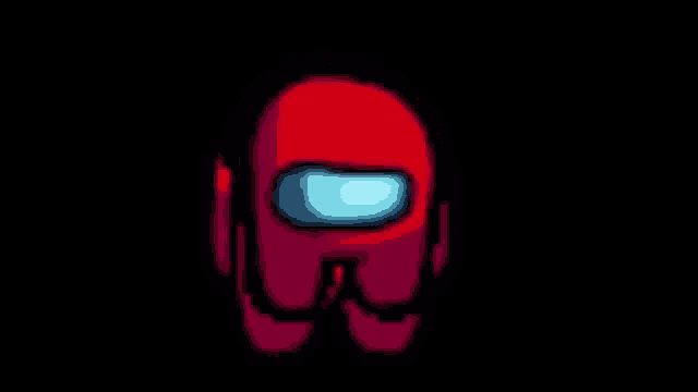 a red among us character with a blue eye and a black background .