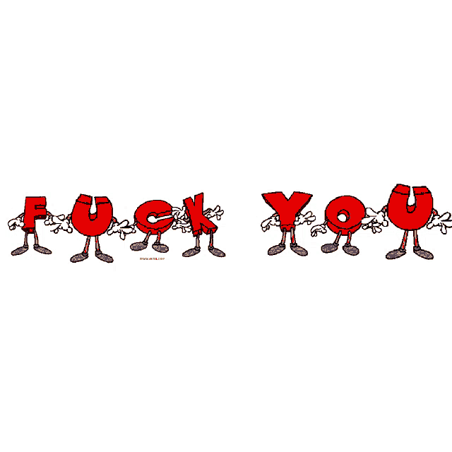 a cartoon drawing of the word fuck you with arms and legs