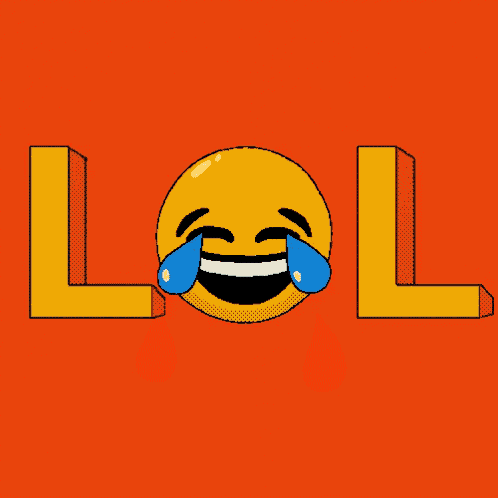 an illustration of a laughing smiley face with tears coming out of it and the word lol below it