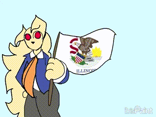 a cartoon character is holding an american flag