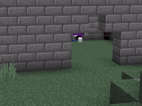 a person in a blue and purple hoodie in a minecraft world
