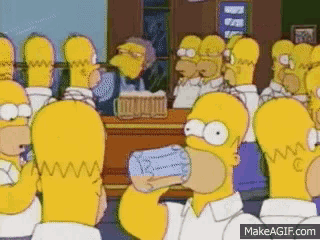 a cartoon of homer simpson drinking a glass of water