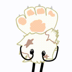 a cartoon drawing of a sheep with a paw and a star on its chest