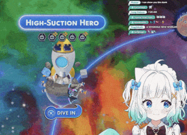 a screenshot of a video game that says high suction hero on it