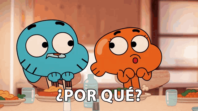 gumball and darwin from the amazing world of gumball are sitting at a table with food