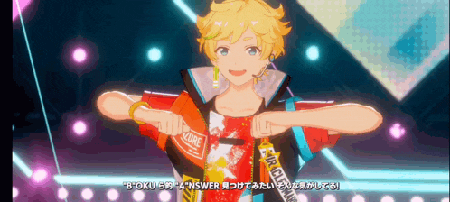 a cartoon character is wearing a shirt that says ' nswer ' on the front