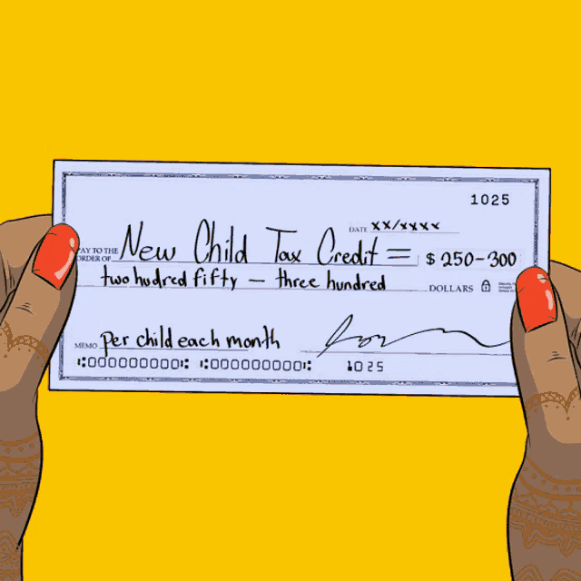 a check that says new child tax credit on it