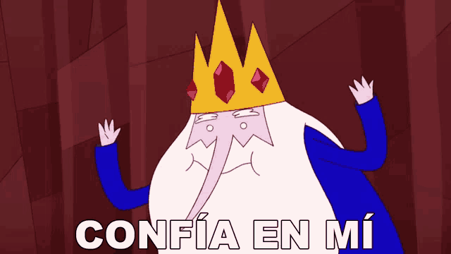 a cartoon character with a crown and the words ya somos amiguis below him