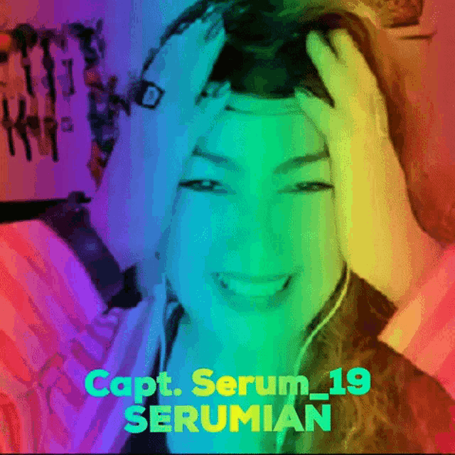 a woman is smiling and covering her face with her hands with the caption capt. serum 19 serumian