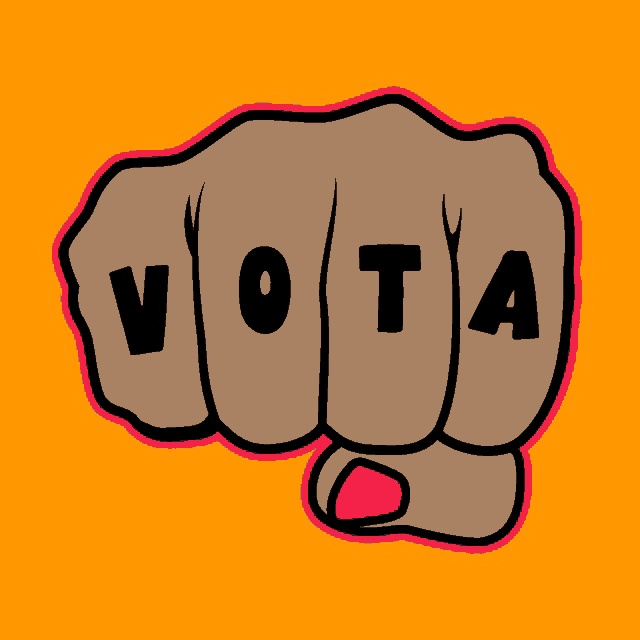 a fist with the letters vota on it