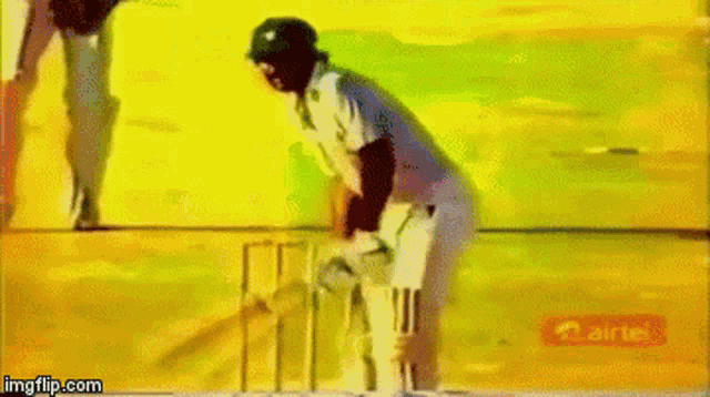 an animated image of a cricket player with the words imgflip.com below him