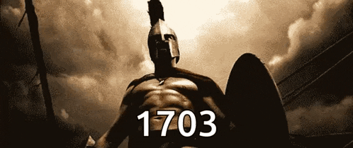 a statue of a spartan with the number 1703