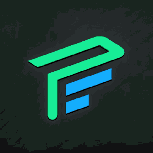 a green and blue logo that looks like a triangle