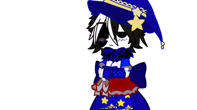 a cartoon character wearing a blue hat with the word nooo written on it