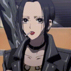 a cartoon girl is smoking a cigarette in her mouth .