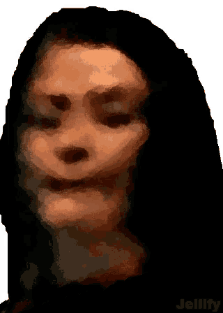 a pixelated image of a woman 's face with jellyfy written on the bottom