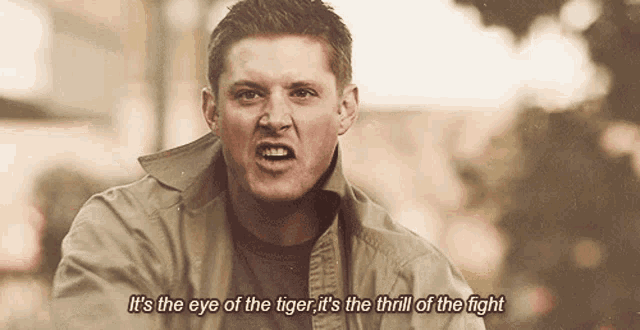 a man says it 's the eye of the tiger