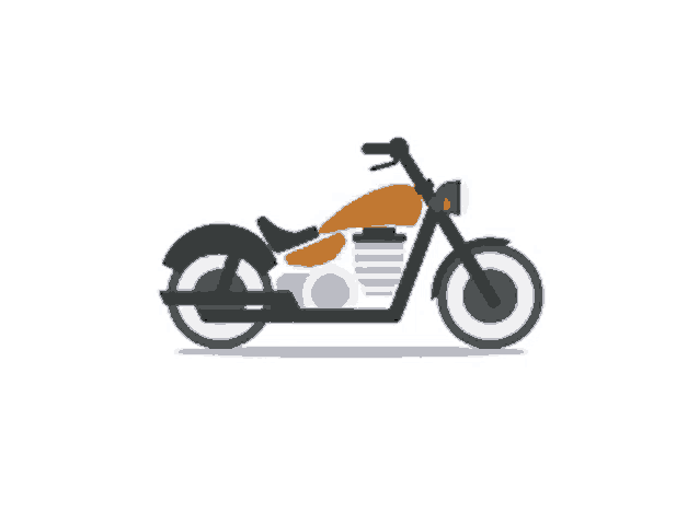 an orange and black motorcycle is shown in a flat style on a white background .