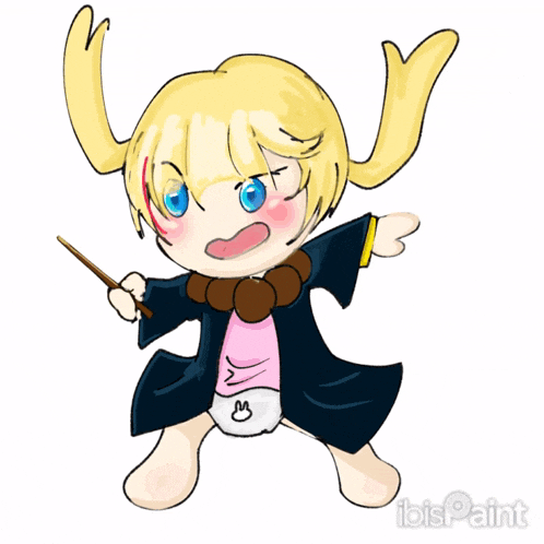 a drawing of a baby in a diaper holding a magic wand by ibis paint