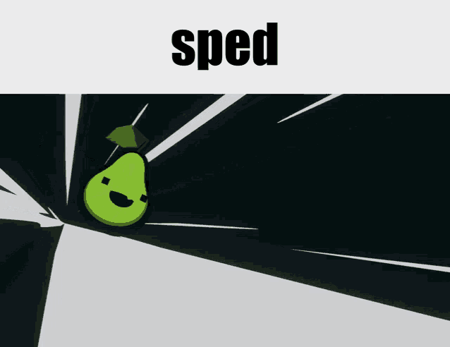 a picture of a pear with the word sped on the top
