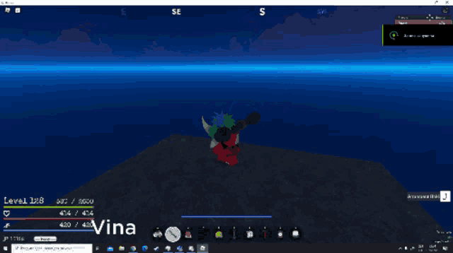 a screenshot of a video game with the name vina at the top