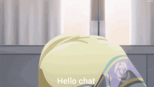 a picture of a person with the words hello chat written on it