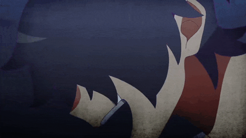 a close up of a cartoon character 's face with a dark background