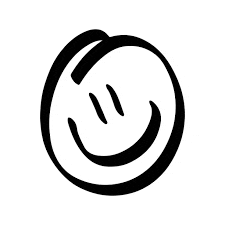 a black and white smiley face in a circle .
