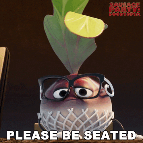 a poster for sausage party foodtopia shows a cartoon character with glasses