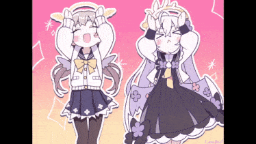 a drawing of a girl with a crown on her head and another girl with a bow