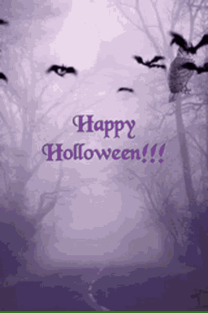 a purple background with the words happy holloween