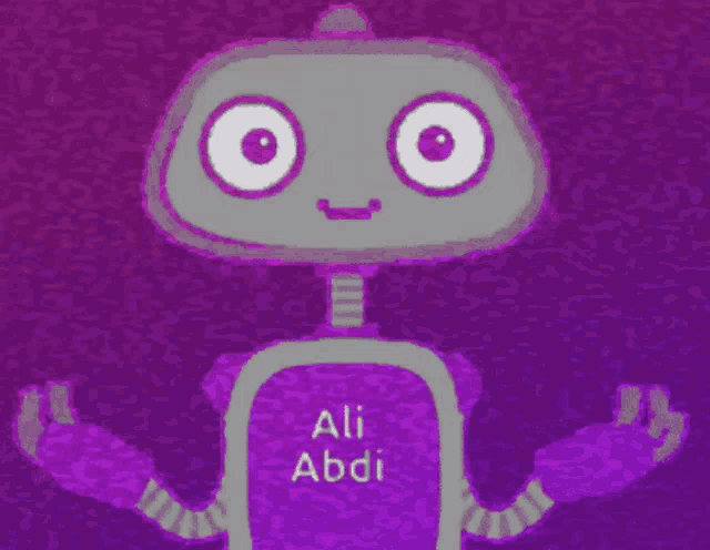 a drawing of a robot with the name ali abdi on it