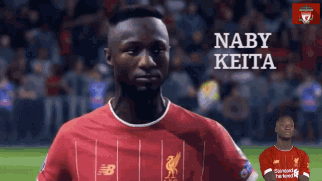 a soccer player with the name naby keita on the front