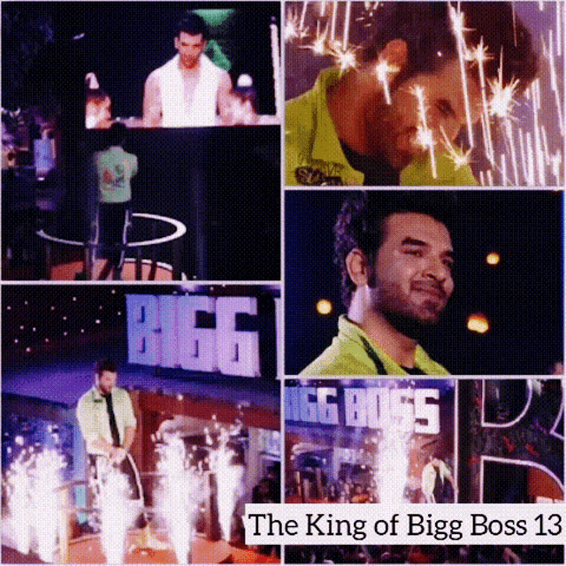 the king of bigg boss 13 is displayed in a collage