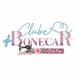 a logo for clube bonecar has a sewing machine and flowers