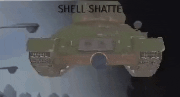 a green tank is flying through the air in a video game .