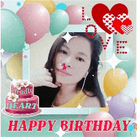 a birthday card with a picture of a woman and a cake that says " deadly heart "