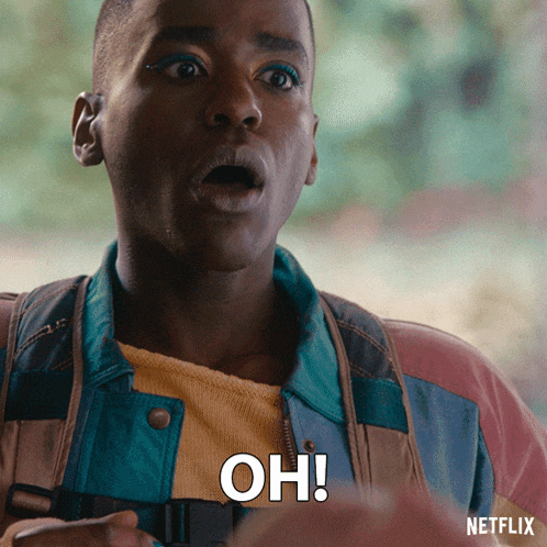 a man with a surprised look on his face says oh on the screen